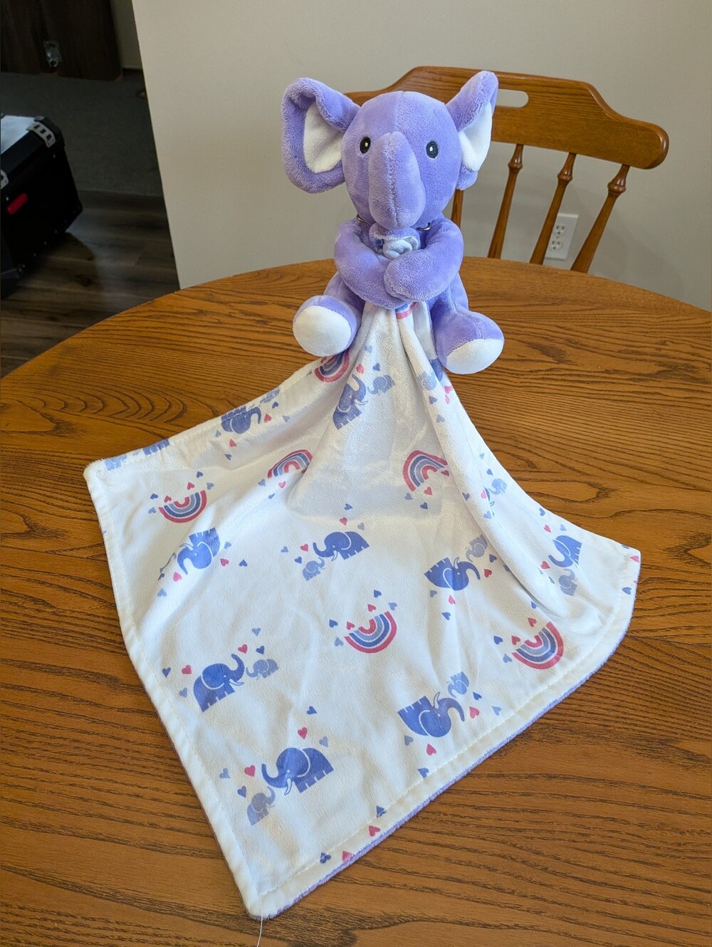 My Baby Boutique Plush Purple Eleph Cuddly Friend.  Security Blanket  Lovey GUC.